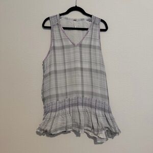 Free people Plaid sleeveless blouse gray small